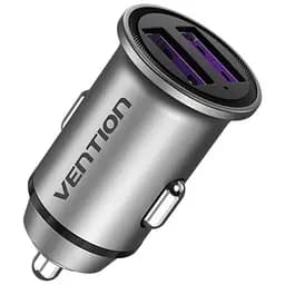 Автомобільний зарядний пристрій Vention Two-Port USB A+A(30/30) Car Charger сірий Mini Style Aluminium Alloy Type (FFEH0)