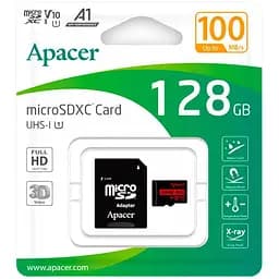 Карта пам'яті MicroSDHC 128GB UHS-I Class 10 Apacer + SD adapter (AP128GMCSX10UB-R) - мініатюра 2