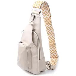 Женская сумка Vintage из экокожи с акцентом на текстильную лямку 18х33х10 см sum0026936