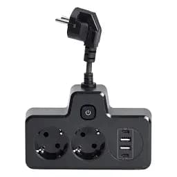 Мережевий фільтр-розгалужувач Yiwu HP-5-18 SNAILS BKL-502 EU на 2 розетки LED 4 USB чорний 