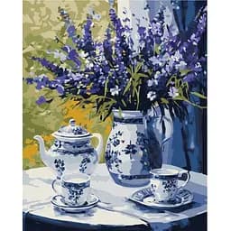 Картина за номерами Ideyka Чаювання з лавандою 40x50 см (KHO3272)