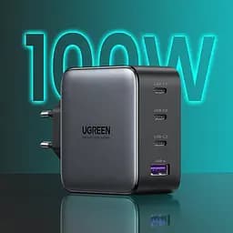 Зарядний пристрій 4xUSB 100W (3xUSB-C+USB-A) Gan Tech Fast GAN Charger чорний CD226 Ugreen - мініатюра 2