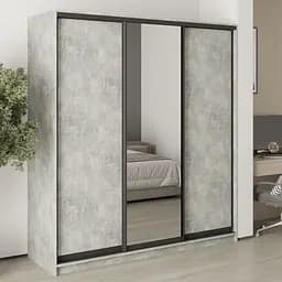 Шкаф-купе трехдверный MebelStar Стандарт BG 2ДСП/Зеркало 190x60x210 см Бетон (MBS-8383)