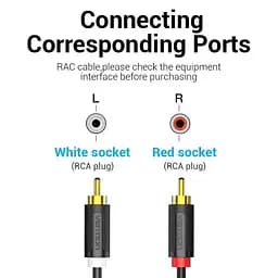 Кабель Audio 2RCA-2RCA Vention F/F 26К gold-plated 29 AWG 0.25m PVC Shell Black (BCMBD) - мініатюра 5