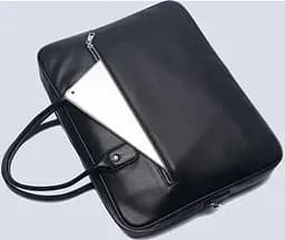 Шкіряна чоловіча сумка-портфель для ноутбука Tiding Bag M364A чорна - мініатюра 9