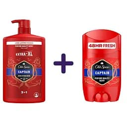 Набір Old Spice Captain: гель для душу та шампунь 3 в 1, 1 л + твердий дезодорант 50 мл