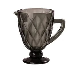 Глечик для напоїв 1 л фігурний гранований із товстого скла, сірий TS Kitchen HP038G