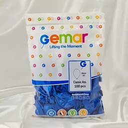 Надувні повітряні кульки Gemar 26 см (10") 100 шт наповнення повітрям або гелієм Синій - мініатюра 3