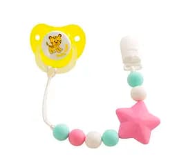 Ланцюжок для пустушки силіконовий Baby Team, рожевий (3390_розовая_звездочка)