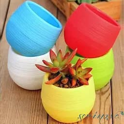 Горщик для квітів Serinova Colorful, 1.3 л, біло-сірий (ES05-KirliBeyaz) - мініатюра 3