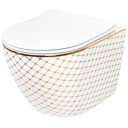 Подвесной унитаз Rea Carlos flat diamond gold белый REA-C5100, Белый