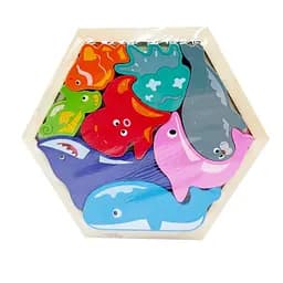 Дитячий дерев’яний пазл вкладиш "Морські тваринки" Bambi C9441-3