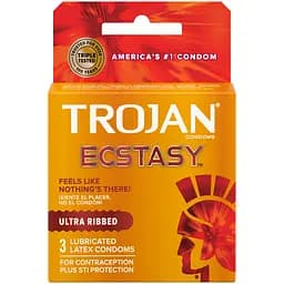 Упаковка презервативів 3 шт Trojan Ultra Ribbed Ecstasy