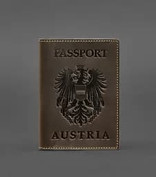 Кожаная обложка для паспорта с австрийским гербом темно-коричневая Crazy Horse