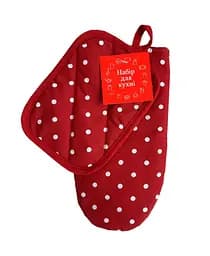 Набір рукавичка і прихватка Прованс Горох, бордовий (17587)