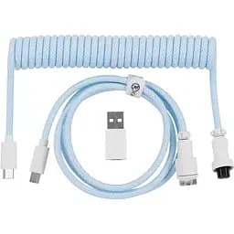 Кабель Keychron USB-A/USB-C > USB-C заряджання/синхронізації, 1.36м, Type-C, Coiled Aviator, синій