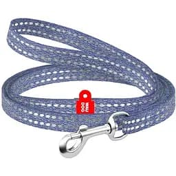 Повідець для котів та дрібних порід собак Waudog Re-cotton з відновленої бавовни світловідбиваючий, XS синій