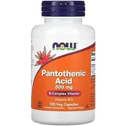 Вітаміни та мінерали NOW Pantothenic Acid 500 mg, 100 вегакапсул
