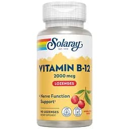 Витамины Solaray Vitamin B12, 2000 мкг Natural Cherry 90 леденцы