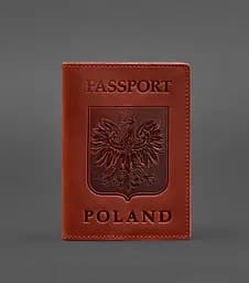 Кожаная обложка для паспорта с польским гербом коралл Crazy Horse