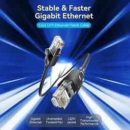 Патч-корд 3м, UTP cat 6 RJ-45 black Vention (IBNBI) - мініатюра 2