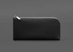 Кожаный портмоне-купюрник на молнии 14. черный