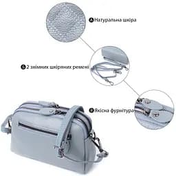 Елегантна жіноча сумка прошита ромбами на лицьовій стороні з натуральної шкіри Vintage 22808 синя - мініатюра 4