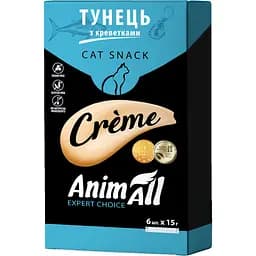 Лакомство для кошек AnimAll Creme со вкусом тунца с креветками 6 шт. х 15 г