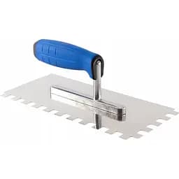 Терка-гладилка зубчата Virok Profi нержавіюча сталь 270х130 мм зуб 4х4 мм (14V004)