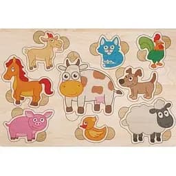 Дерев'яний пазл кольоровий Домашні тваринки