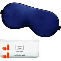 Маска і беруші Love You шовк синій (5025)