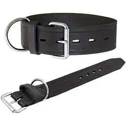 Ошейник для собак Flamingo Rondo Collar широкий натуральная кожа, черный