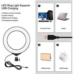 Кільцева USB RGBW LED лампа Puluz PKT3047B 6.2"+ настільне кріплення - мініатюра 2