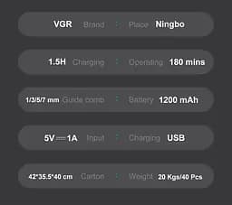 Тример акумуляторний VGR V-949 для бороди та носа IPX6 LCD (5 насадок) - мініатюра 7