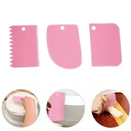 Набор кондитерских шпателей скребков для моделирования мастики и украшения тортов, кексов (3 штуки), Kitchen Master Розовый 84882