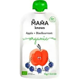 Пюре Mama knows из яблок и черной смородины органическое 90 г