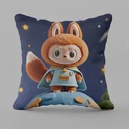 Подушка 3D декоративна з малюнком Лабубу №2 35x35 см, велюрова
