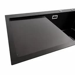 Кухонна мийка Platinum Handmade 78x50В R PVD з нержавіючої сталі 3 мм квадратний сифон 78x50x22 см чорна - мініатюра 3