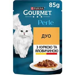 Влажный корм для кошек Gourmet Perle Duo с говядиной и курицей 85 г