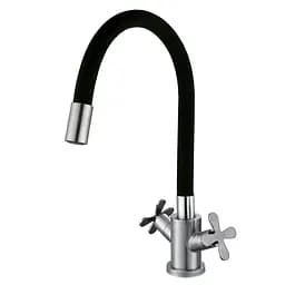 Змішувач для кухні Zerix GTA-011 із чорним силіконовим виливом ZX4837 Нержавіюча сталь