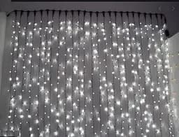 Гірлянда штора Водоспад 3х2 м 280 LED (прозорий шнур з перехідником) Біле світло - мініатюра 6