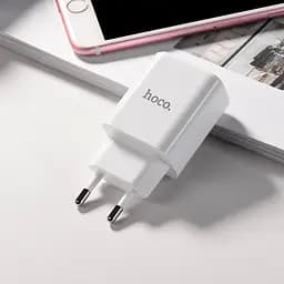 Зарядний пристрій 2USB Hoco C63A LCD 2.1A White - мініатюра 3