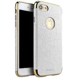 Чохол-накладка iPaky Chrome connector + Leather Back case iPhone 7 Plus White/Gold