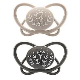 Пустышка Nip Моя бабочка, силиконовая, 0-6 мес., 2 шт. бежевый с серым (38596-51)