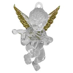 Новорічна підвіска MIS LT Янгол з скрипкою 4,5х2х6 см прозорий/золотий