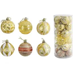 Набір новорічних прикрас 24 іграшки на ялинку з малюнками, золотого кольору (160826)