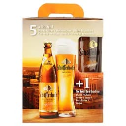 Набор пива Schofferhofer 5% (5 шт. х 0.5 л) + бокал