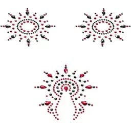 Пестіс з кристалів Petits Joujoux Gloria set of 3 - Black/Red, прикраса на груди та вульву