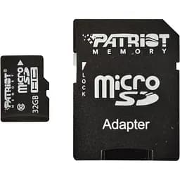 Карта пам'яті Patriot MicroSDHC 32GB class 10 + Adapter SD (PSF32GMCSDHC10)