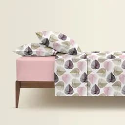 Комплект постільної білизни Cosas Pastel leaves CS1 Двоспальний бежевий (LeafBeigeRoseBlack_El160-40Rose_180) - мініатюра 2